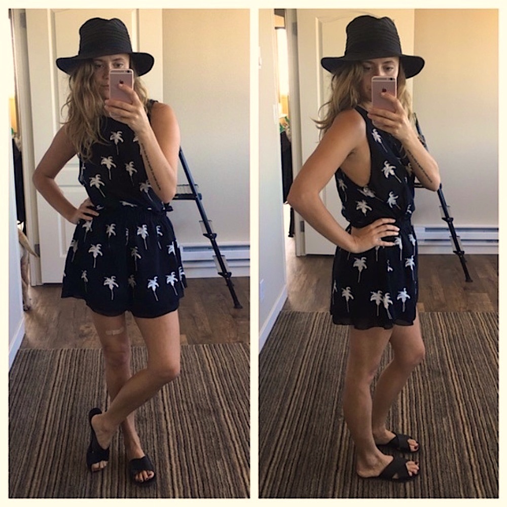 Wildfox Santa Barbara Short Set Sheer Black Palm Tree Print size Small